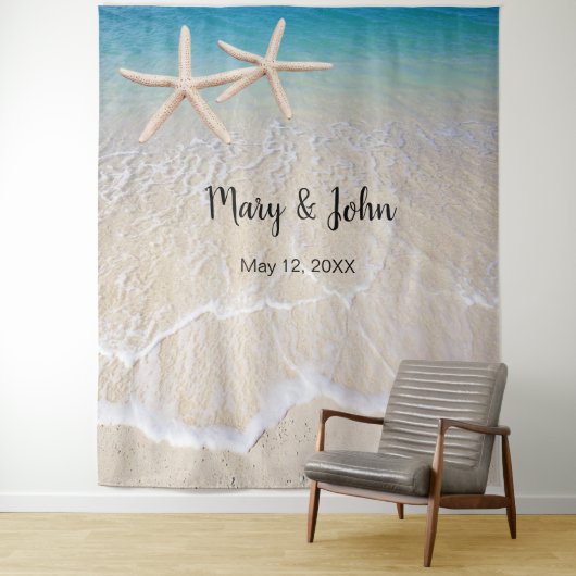 Zeester Strand Trouw Foto Achtergrond Wandkleed (In situ)