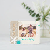 Zeester + Strand Zand Trouwfoto Save the Date (Staand voorkant)