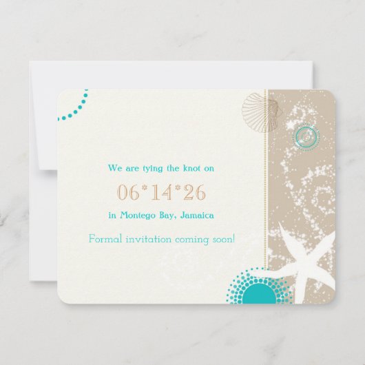 Zeester + Strand Zand Trouwfoto Save the Date (Achterkant)