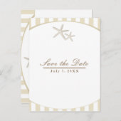Zeester Tannestrepen Modern Strand Save the Date Aankondigingskaart (Voorkant / Achterkant)