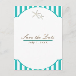 Zeester Teal Gestrekt Strand Elegant Bewaar de Dat Aankondigingskaart