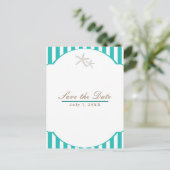 Zeester Teal Gestrekt Strand Elegant Bewaar de Dat Aankondigingskaart (Staand voorkant)