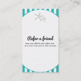 Zeester Teal Turquoise Gestreepte Verwijs een Vrie Aanbevelingskaartje