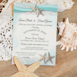 Zeester Tropische Vintage Strand Turquoise Trouwda Kaart