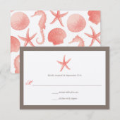 Zeester Trouwkaart - KORAAL RSVP Kaartje (Voorkant / Achterkant)