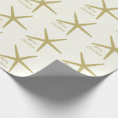 Zeester Vrolijk Kerstfeest Sepia Goud Off Wit 2023 Cadeaupapier (Hoek)