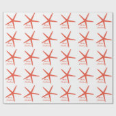 Zeester Vrolijk Kerstmis Wit Koraal Sinaasappel 20 Cadeaupapier (Vlak)