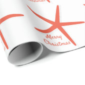 Zeester Vrolijk Kerstmis Wit Koraal Sinaasappel 20 Cadeaupapier (Rol Hoek)