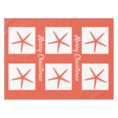 Zeester Vrolijk Kerstmis Wit Koraal Sinaasappel 20 Tafelkleed (Voorkant (Horizontaal))