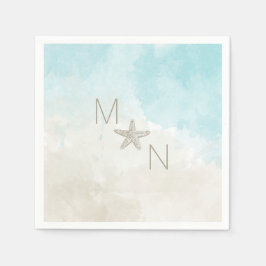 Zeester waterverf monogram servet