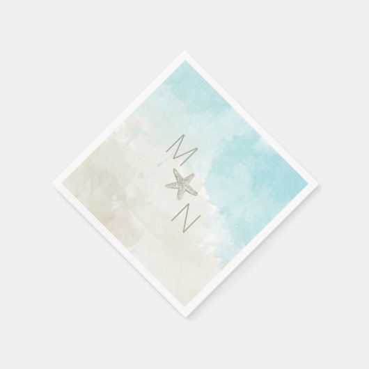 Zeester waterverf monogram servet (Hoek)