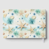 Zeester waterverf pastel perzik blauwgroen bruilof gastenboek (Achterkant)