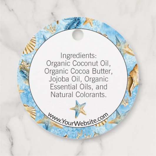 🌊 Zeester Waterverf Strand-thema zeep hang Labels (Achterkant)