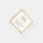 Zeester witgekalkte houten strand bruiloft servet (Hoek)