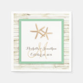 Zeester witgekalkte houten strand bruiloft servet (Voorkant)