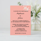 Zeester Witte Zalm Sinaasappel Custom Kleur Weddin Kaart (Staand voorkant)