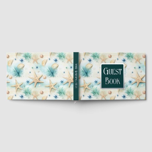 Zeester zee egels pastel strand nautische folie gastenboek (Volledig)