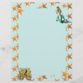 Zeester, Zeemeermin en Octopus Briefpapier (Voorkant)