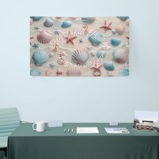 Zeester, Zeeschelp, Zeepaardjes & Pastel Zandfeest Spandoek (Beurs)