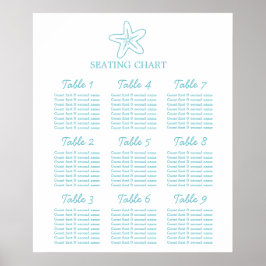 Zeester zeester Trouw zitplaatsen Tafelplanner 1-9 Poster