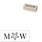 Zeester Zeesterren 2 Initieel Huwelijksmonogram Rubberstempel (Gestempeld)