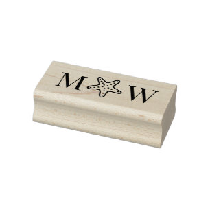 Zeester Zeesterren 2 Initieel Huwelijksmonogram Rubberstempel