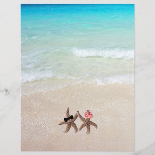 Zeesterbruid Bruidegom Strand Scene Blank Papier (Voorkant)
