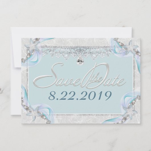 Zeesteren & Diamanten Bewaar de Datum Save The Date (Voorkant)