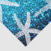 Zeesterpatronen Nautilus Strand Glitter Blauwe Cut Tissuepapier (Detail)