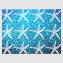 Zeesterpatronen Nautilus Strand Glitter Blauwe Cut Tissuepapier