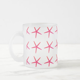 Zeesterpatronen Roze Wit Maritiem Schattig Cadeau Matglas Koffiemok