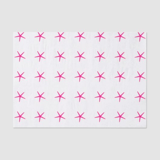Zeesterpatronen Roze Witte Strand Verjaardagen Sch Tissuepapier (Voorkant)