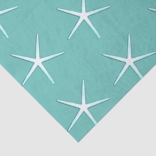 Zeesterpatronen Teal Blauw Wit Mooie Scheepvaart Tissuepapier (Detail)