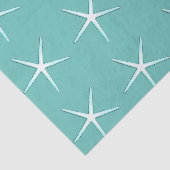 Zeesterpatronen Teal Blauw Wit Schattig Nautilus Tissuepapier (Detail)