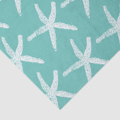 Zeesterpatronen Wit Teal Blauw Strand Nautilus Tissuepapier (Detail)