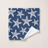 Zeesterpatroon Blauw Bad Handdoek (Wasdoekje)