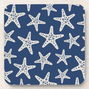 Zeesterpatroon Blauw Bier Onderzetter