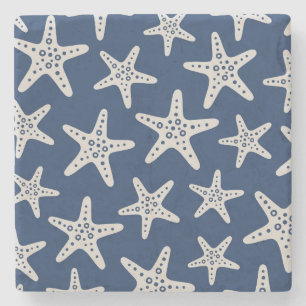 Zeesterpatroon Blauw Stenen Onderzetter