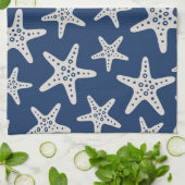 Zeesterpatroon Blauw Theedoek (Gevouwen)