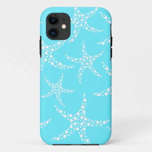 Zeesterpatroon in turquoise en wit. Case-Mate iPhone case (Achterkant)
