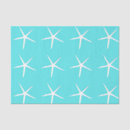 Zeesterpatroon Wit Teal Blauw Nautilisch Abstract Tissuepapier