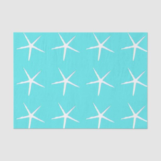 Zeesterpatroon Wit Teal Blauw Nautilisch Abstract Tissuepapier (Voorkant)