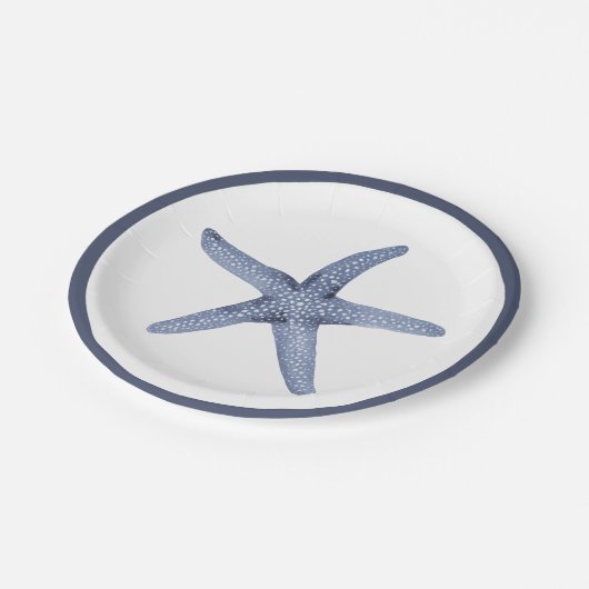 Zeesterren Blauw Nautische Party Borden Papieren Bordje (Gekanteld)
