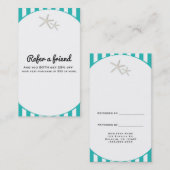 Zeesterren Blauwgroen Turquoise gestreept Verwijs  Aanbevelingskaartje (Voorkant / Achterkant)