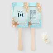 Zeesterren bubbels hawaii blauw sinaasappel tafel  handwaaier (Voorkant en achterkant)