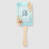 Zeesterren bubbels hawaii blauw sinaasappel tafel  handwaaier (Voorkant)