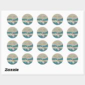 Zeesterren & Burlap Blauwgroen strand Ronde Sticker (Vel)