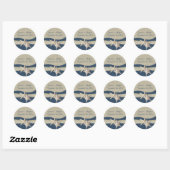 Zeesterren & Burlap Navy Blue Beach Ronde Sticker (Vel)