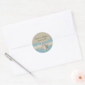 Zeesterren & Burlap Ocean Sky Blue Ronde Sticker (Envelop)