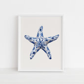 Zeesterren - Coastal Blue op Beige Wall Art Poster